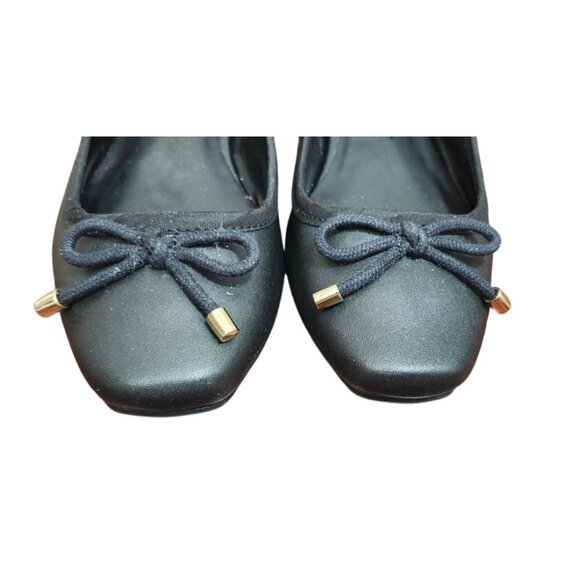 Steve Madden Black Leather Ballet Flats Women 7.5M Bow Classic Comfort Shoes - Picture 3 of 8